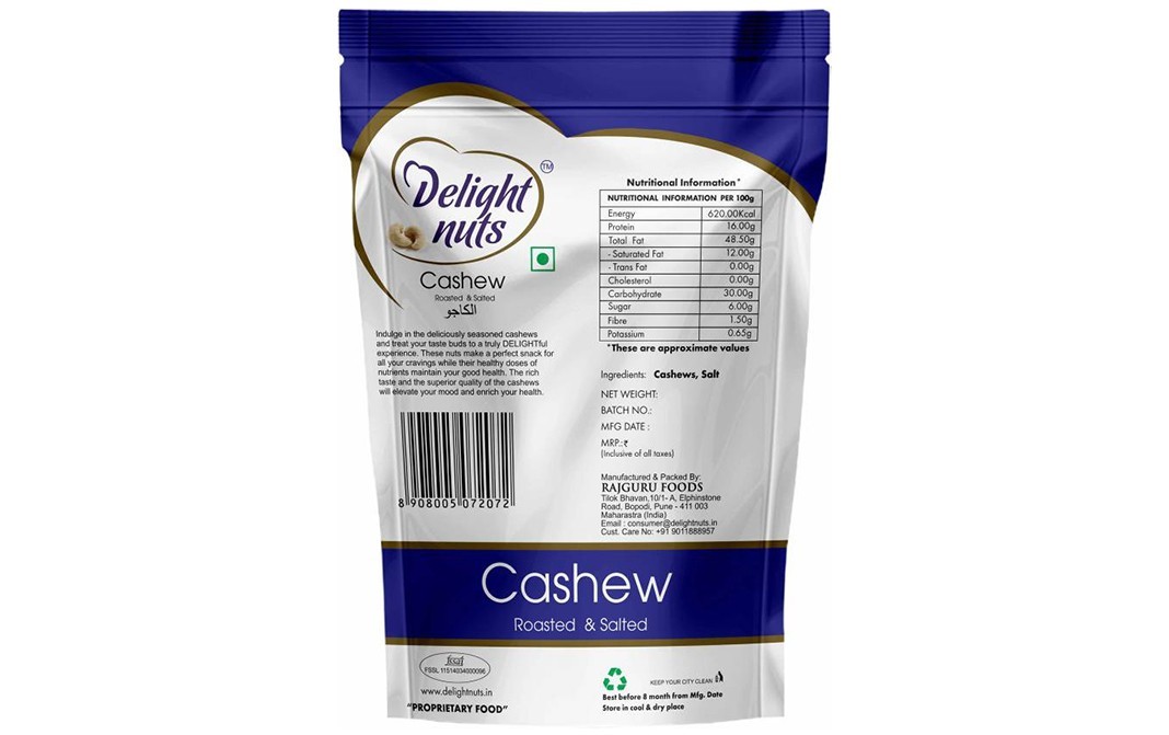 Delight Nuts Cashew Roasted & Salted    Pack  200 grams